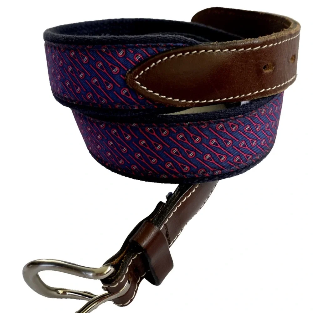 Vineyard Vine Navy and Brown Patterned Belt